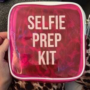 Hot Pink transparent PVC "Selfie Prep Kit" makeup bag